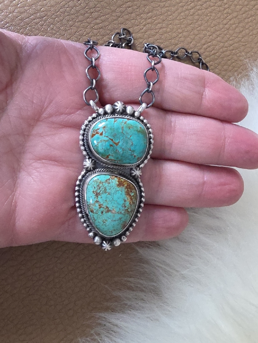 Beautiful NWOT Native American Navajo Scott Skeets Turquoise Necklace ๐ฉต๐ค๐๐ - Picture 12 of 16